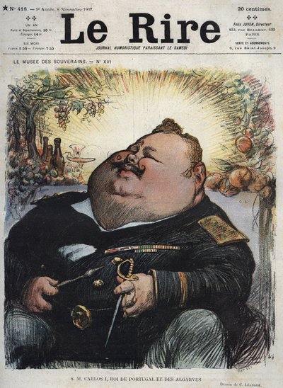 Karel I Koning van Portugal (1863-1908) - Caricatuur door Charles Leandre in 