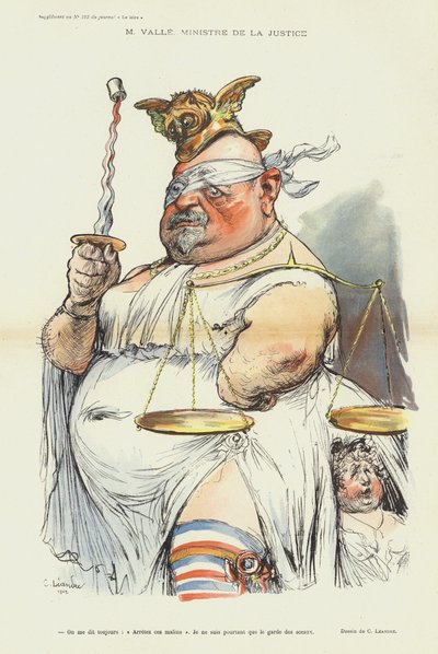 Ernest Valle, Franse minister van Justitie, illustratie voor Le Rire door Charles Leandre
