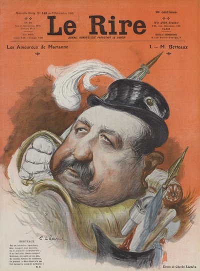 Henri Maurice Berteaux, Franse Minister van Defensie. Illustratie voor Le Rire door Charles Leandre
