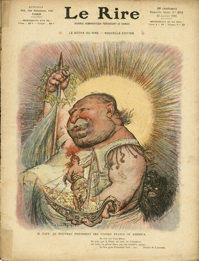 Illustratie van Charles Leandre voor de Omslag van Le Rire, No. 312, 23/01/09 - Amerika USA - William Howard Taft, President door Charles Leandre
