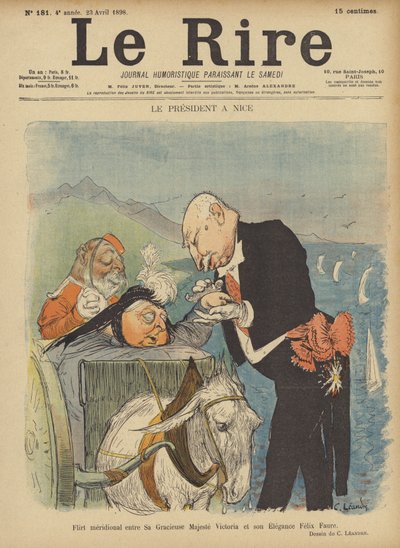 President Felix Faure en Koningin Victoria, Illustratie voor Le Rire door Charles Leandre