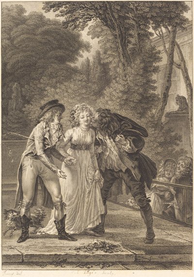 De teruggegeven kus door Charles Louis Lingée after Jacques Louis François Touzé