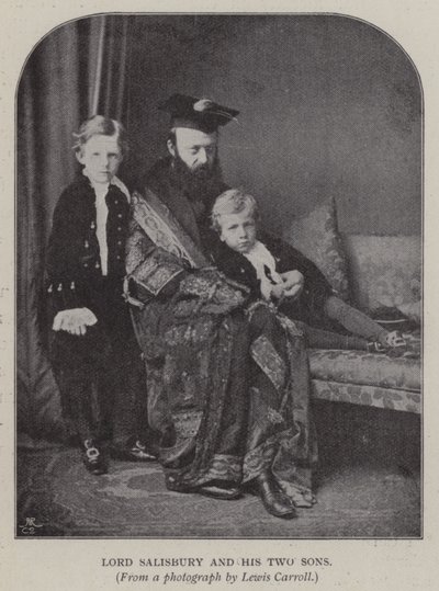 Lord Salisbury en zijn twee zonen (zwart-wit foto) door Charles Lutwidge Dodgson