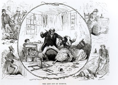 De leeuw zonder humor (gravure) (z/w foto) door Charles M. Gorway