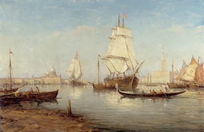 Galeien en gondels in het bassin van San Marco (Venetië) door Charles Malfroy