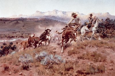 Veedrijver op de Musselshell door Charles Marion Russell