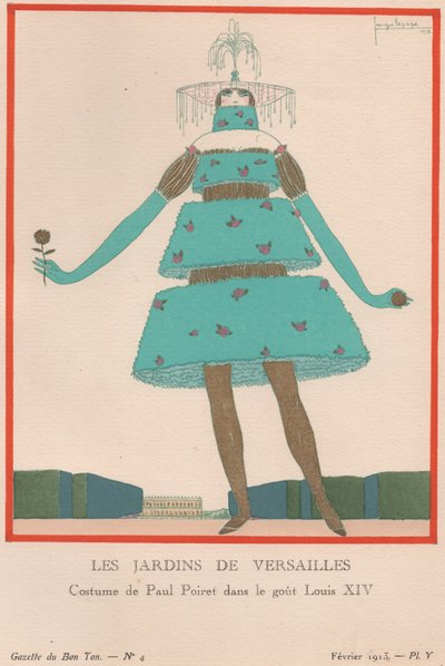 De Tuinen van Versailles, februari 1913 (Pochoir print) door Charles Martin