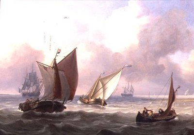 Nederlandse Pinks in een Zwelling bij een Steiger door Charles Martin Powell