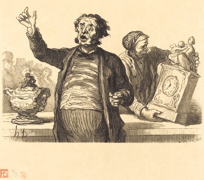 Het Hotel van de Commissarissen: De Openbare Roep door Charles Maurand after Honoré Daumier