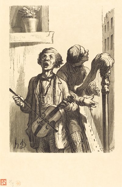 De Straatzangers door Charles Maurand after Honoré Daumier