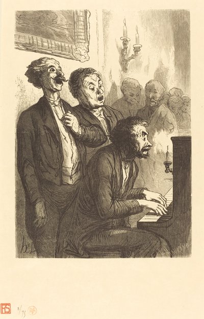De Salon Zangers door Charles Maurand after Honoré Daumier