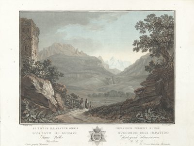 Berglandschap in Zwitserland door Charles Melchior Descourtis