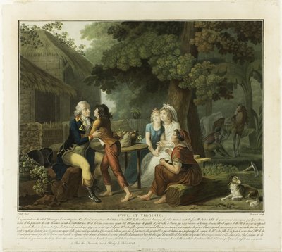 De aankomst van Monsieur de la Bourdonnais, plaat 3 uit Paul et Virginie door Charles Melchior Descourtis