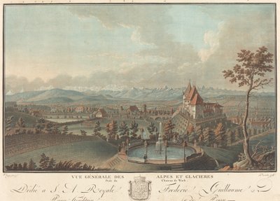 Algemeen uitzicht op de Alpen en gletsjers door Charles Melchior Descourtis