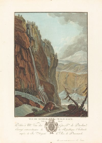 Gezicht op de Schild-Wald-Bach genomen in de winter door Charles Melchior Descourtis after Caspar Wolf