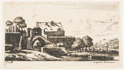 Een watermolen bij Saint-Denis door Charles Meryon