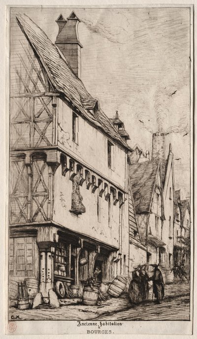 Een oud huis in Bourges, soms het Muzikantenhuis genoemd, 1860 door Charles Meryon