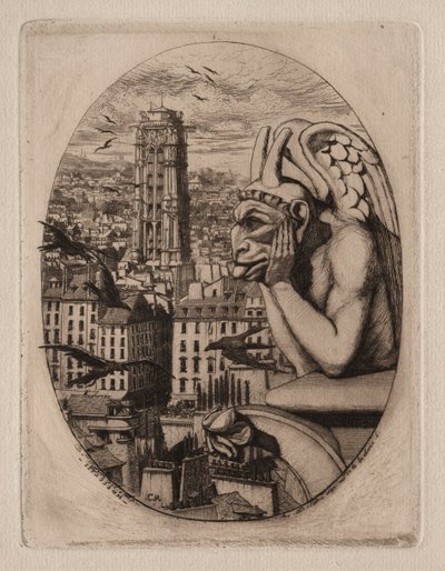 Etsen van Parijs: De Waterspuwer, 1853 door Charles Meryon