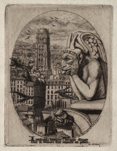 Etsen van Parijs: De waterspuwer, 1853 door Charles Meryon