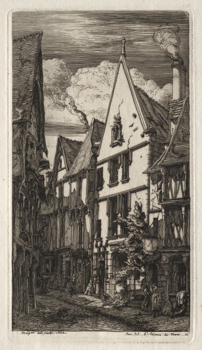 Etchings van Parijs: à Bourges door Charles Meryon