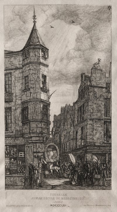 Huis met een Torentje, Nr. 22 Straat van de School van Geneeskunde door Charles Meryon