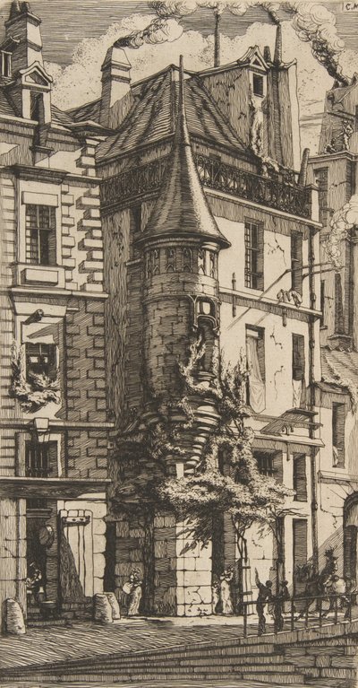 Huis met een Torentje, rue de la Tixeranderie, Parijs, 1852 door Charles Meryon