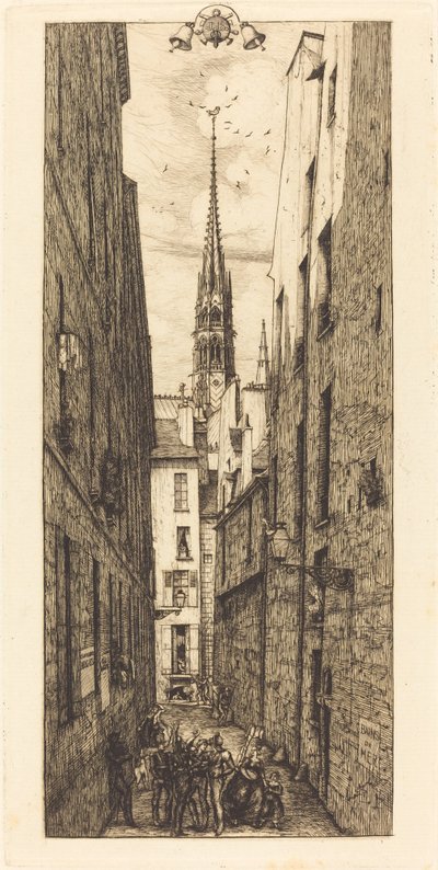 La Rue des Chantres, Parijs door Charles Meryon