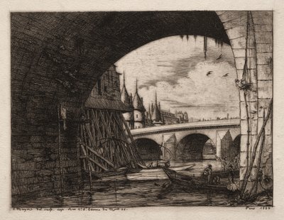 Larch du Pont Notre Dame, Parijs, 1853 door Charles Meryon
