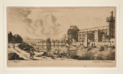 Le Pavillon de Mademoiselle et une partie du Louvre door Charles Meryon