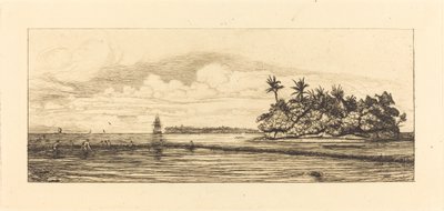 Oceanië, eilanden bij Uvea (Wallis); Vissen met palmen, 1845 door Charles Meryon