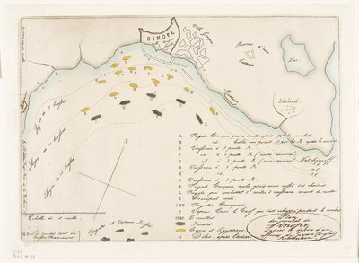 Plan van de Slag om Sinope door Charles Meryon