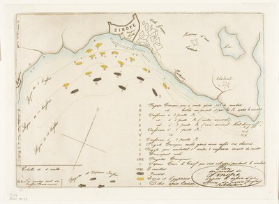 Plan van de Slag om Sinope door Charles Meryon