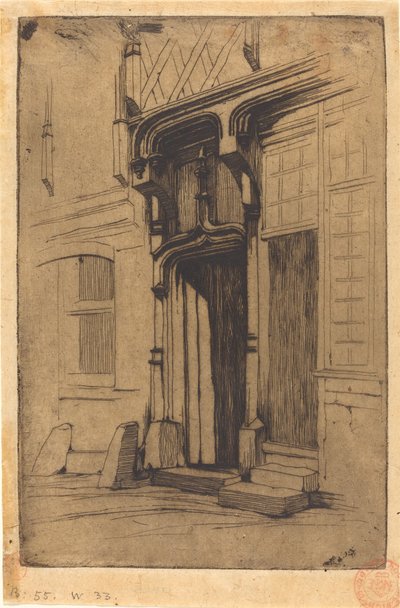 Deur van een oud klooster, Rue Mirabeau, in Bourges door Charles Meryon
