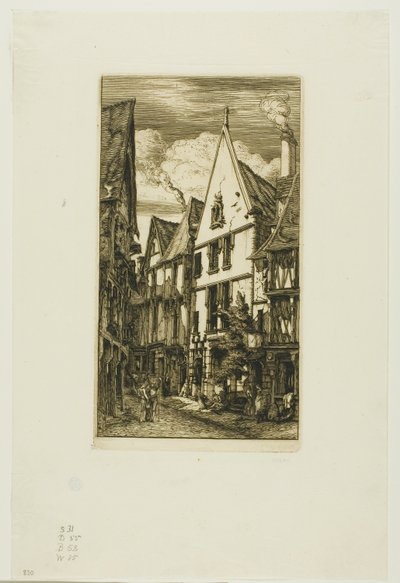 Rue des Toiles, Bourges door Charles Meryon