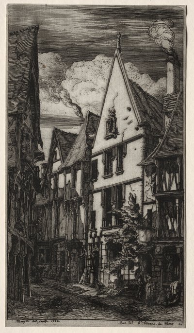 Rue des Toiles, Bourges door Charles Meryon