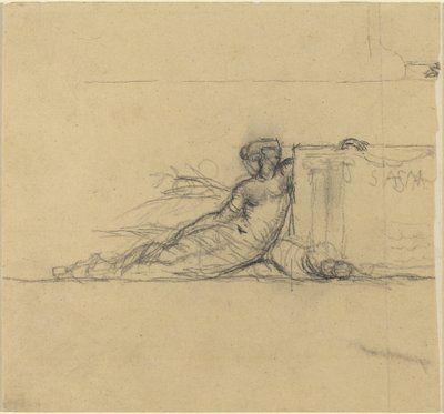Zittende vrouwelijke figuur voor "San Francisco" door Charles Meryon