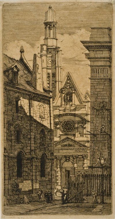 St. Etienne-du-Mont, Parijs, uit Eaux-fortes sur Paris door Charles Meryon