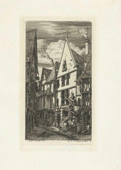 Straat Rue des Toiles in Bourges door Charles Meryon