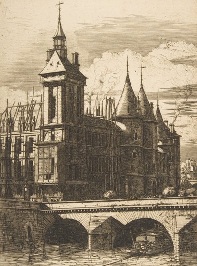 De Klokkentoren, Parijs, 1852 door Charles Meryon