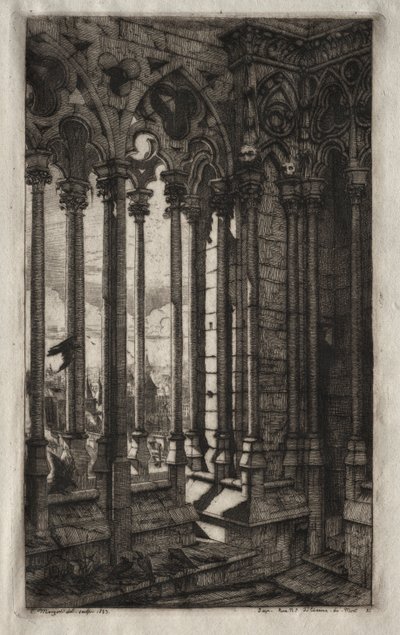 De Etsen van Parijs: De Galerij van Notre Dame, 1853 door Charles Meryon
