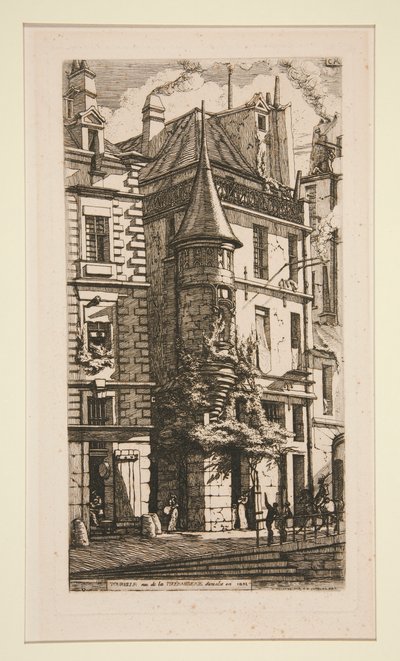 Huis met een torentje, rue de la Tixeranderie door Charles Meryon