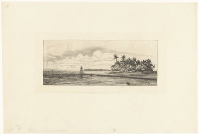 Vissers bij de Wallis eilanden in Grote Oceaan door Charles Meryon