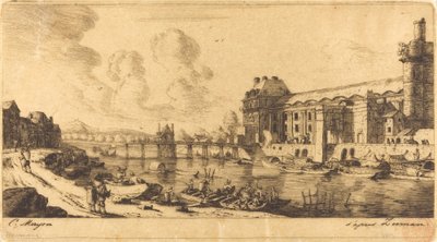 Het Paviljoen van Juffrouw en een Deel van het Louvre door Charles Meryon after Reinier Nooms, called Zeeman