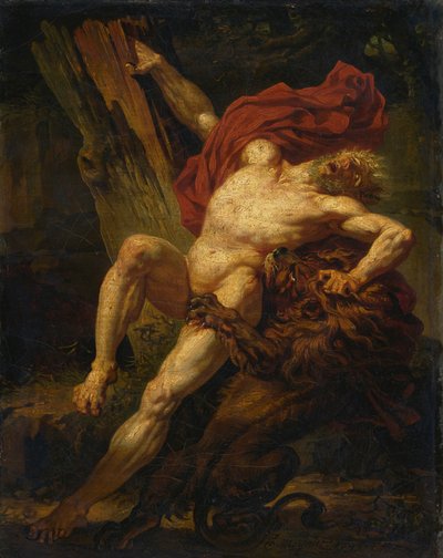Milo van Croton aangevallen door een leeuw door Charles Meynier
