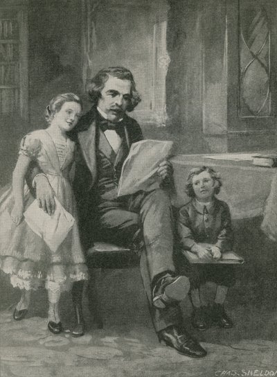 Nathaniel Hawthorne leest voor aan zijn kinderen door Charles Mills Sheldon