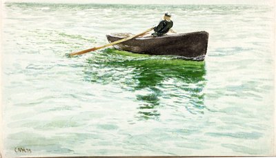 Man die een Roeiboot Roet door Charles Napier Hemy