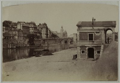 Tolpaviljoen, haven van het Hôtel-de-Ville en Île de la Cité met de Conciergerie, 4e arrondissement, Parijs. door Charles Nègre