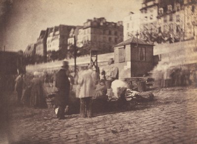 Marktscène bij de haven van het stadhuis, Parijs, voor feb 1852 door Charles Nègre