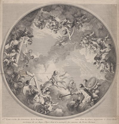 Saint Louis presenteert zijn zwaard aan Christus door Charles Nicolas Cochin