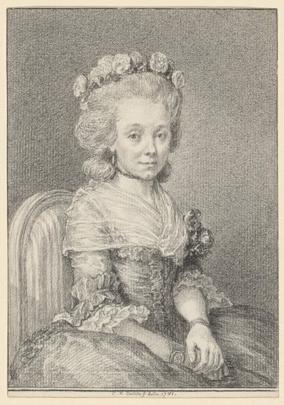 Juffrouw Grogniard, Dame de Saint-Just door Charles Nicolas Cochin II